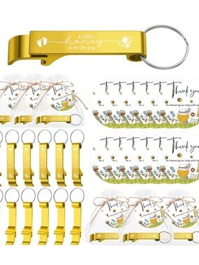 Gold 'A Little Honey' Bottle Opener Keychain Party Favors NWT 25 Count